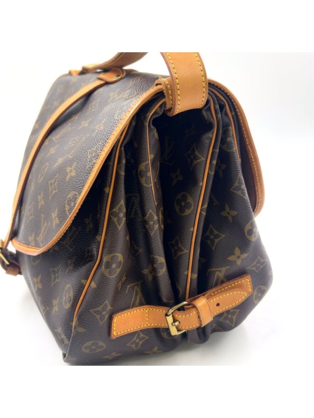 Louis Vuitton Saumur 35 Monogram Leather Brown Light Shoulder Bag Gold - Picture 7 of 15